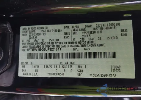 2018 Ford F150 Supercrew z USA, uszkodzony, nr VIN 1FTEW1EG5JFE21811